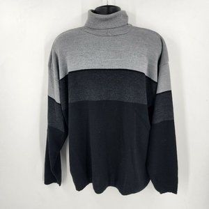 Bachrach Men's Merino Wool Blend Colorblock Turtleneck Long Sleeve Sweater sz L